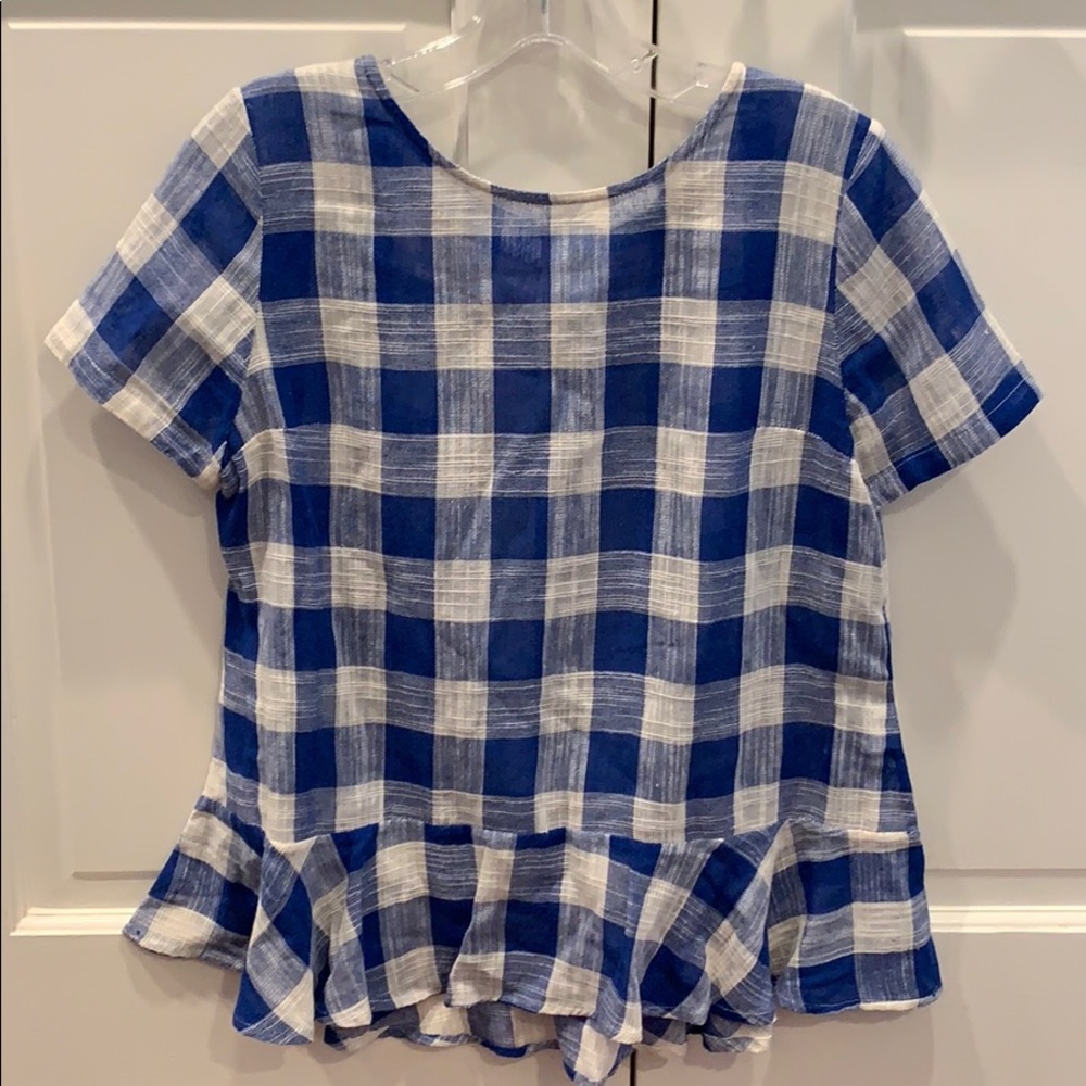 Tylho navy white gingham blouse
